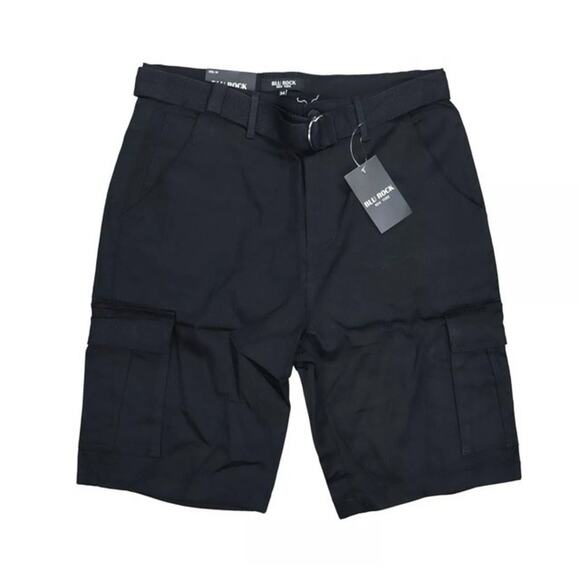 NWT BLU NEW YORK 10" INSEAM CARGO POCKET W/BELT SHORTS MEN BLACK 34 - Picture 1 of 5